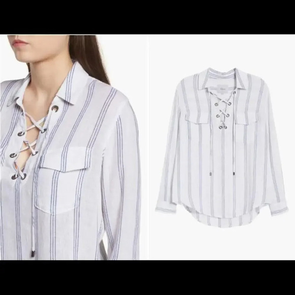 RAILS Matea Flamenco Striped Lace-Up Long-Sleeve Top Size Large NWOT - Picture 14 of 15